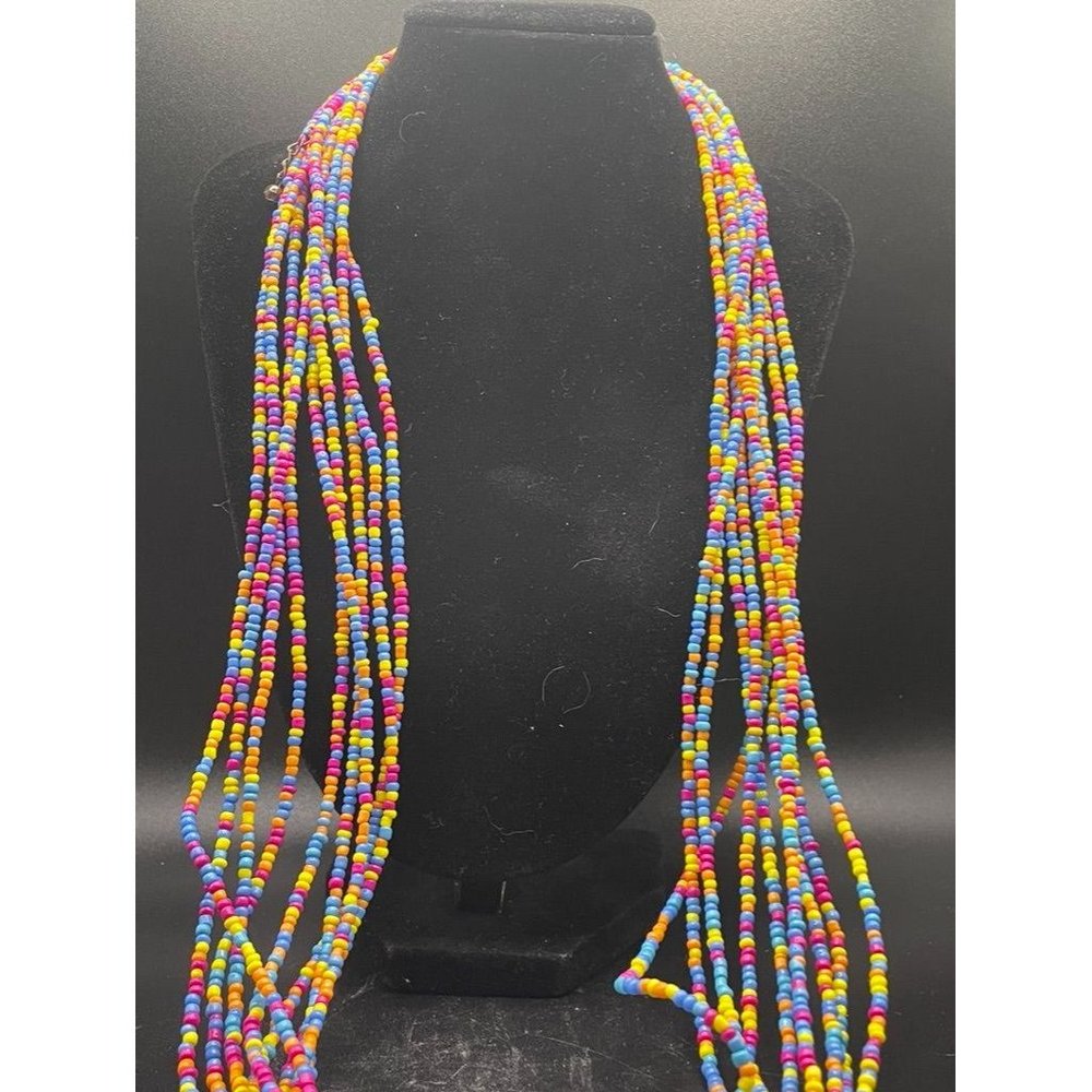 Seed Bead Multi Colored Multi Layered Statement N… - image 1